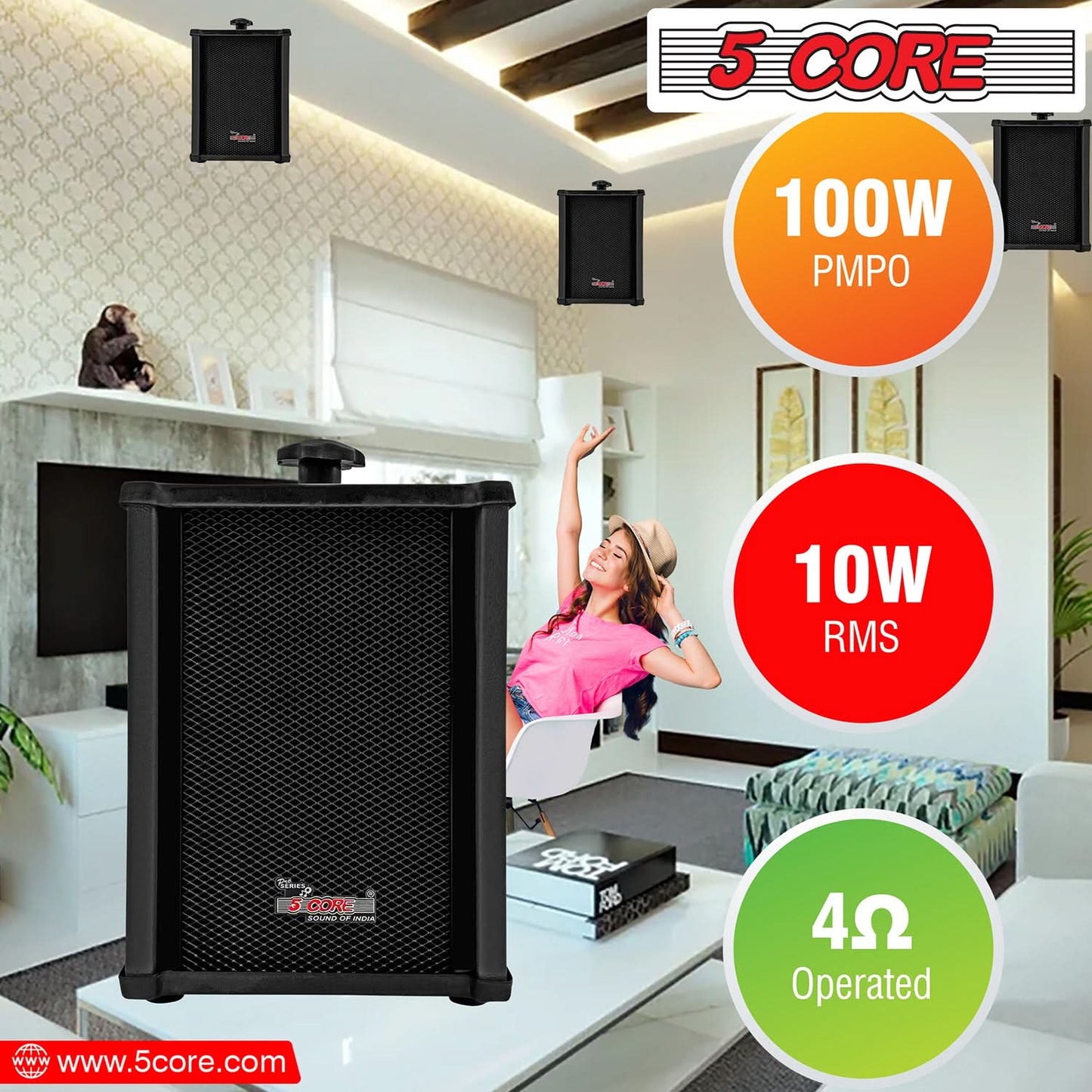 5 Core 4000W PA System Outdoor Indoor Commercial Industrial Grade Paging Kit W/ 32 Wall Speakers