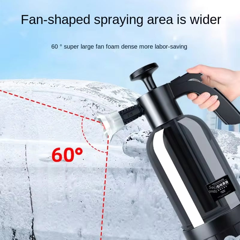 2L Hand Pump Foam Sprayer with 3 Types of Nozzle Hand Pneumatic Foam Cannon Snow Foam Car Wash Spray Bottle Car Window Cleaning